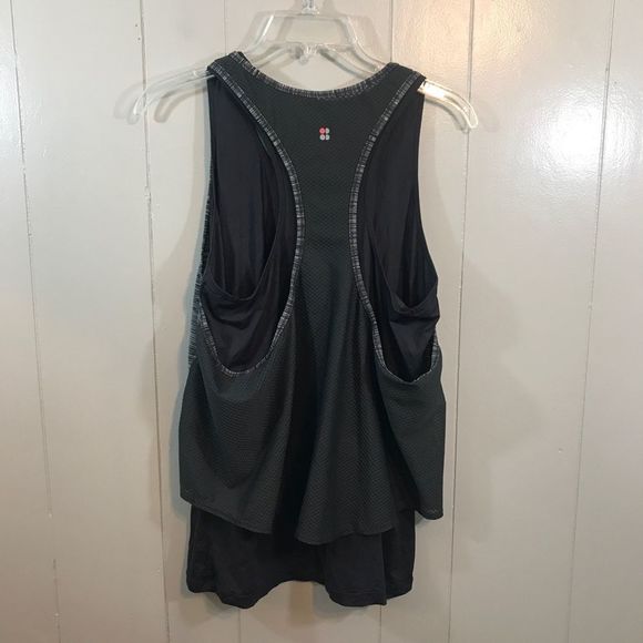 Sweaty Betty Black Space Dye Layered Active Racerback Sleeveless Tank Top XL - Picture 7 of 8